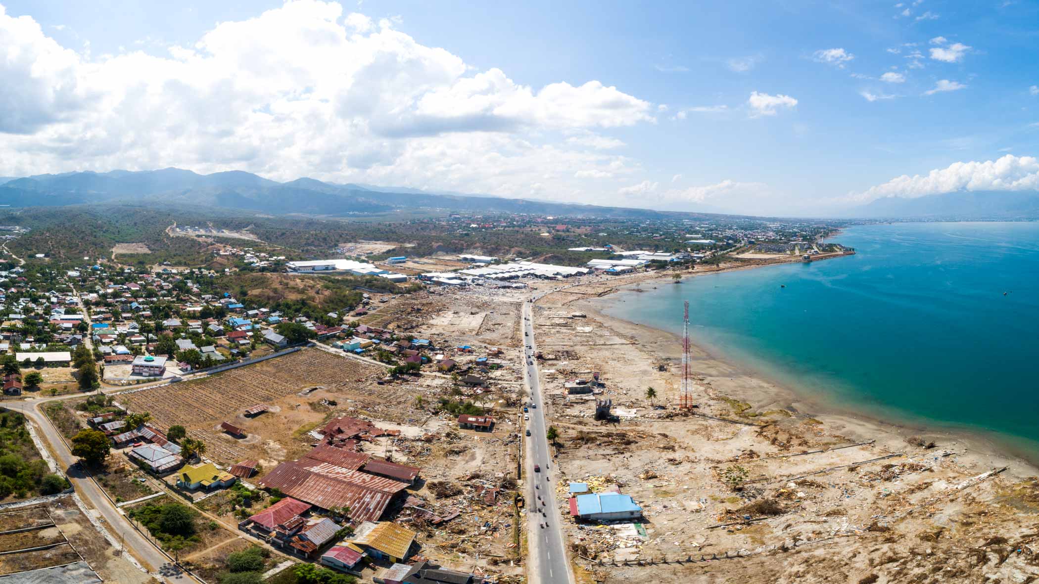 The condition of the suburbs of Palu City after one week of the 2018 tsunami disaster.